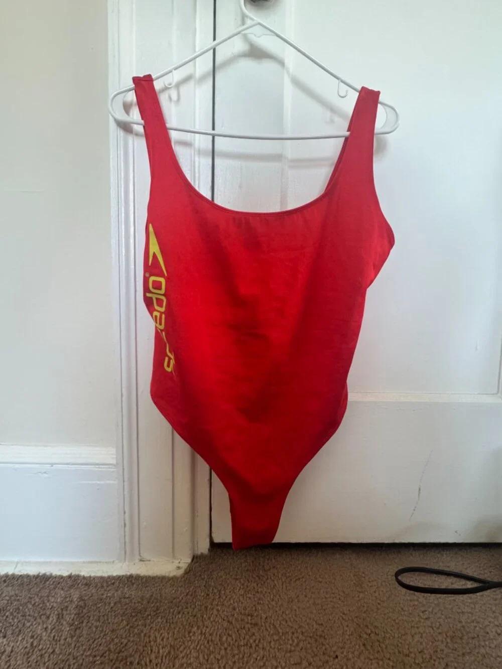 Red Speedo-Style One-Piece Swimsuit - Size L
